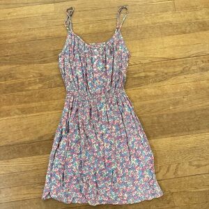 Jay Jays pink purple blue floral flower decorative button mini dress size S
 b42